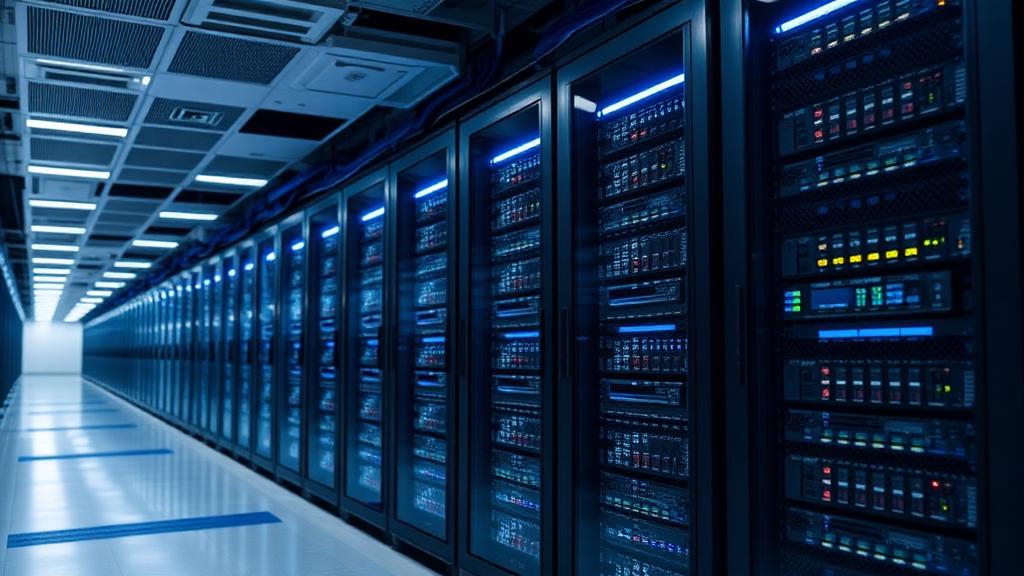 Rows of glowing server racks in a modern government data center